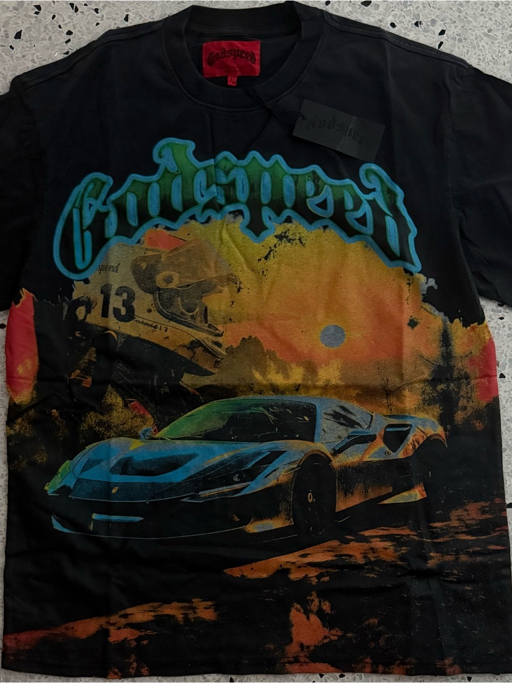 Godspeed Men’s XL Black Cotton Logo Graphic Print Crew Neck Short Sleeve Tee